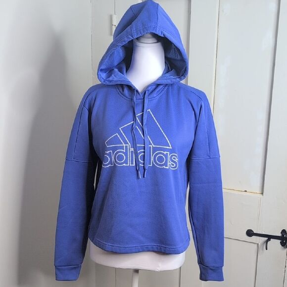 Adidas Small Climawarm Periwinkle Blue Hoodie Sweatshirt - Picture 1 of 9